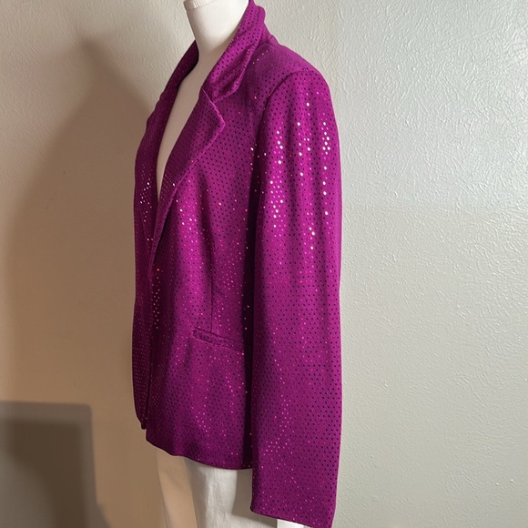 JM Studio by John Meyer Fuchsia Sequin Blazer Jacket Sz M Women’s NWT MSRP $139‎ - Picture 5 of 13